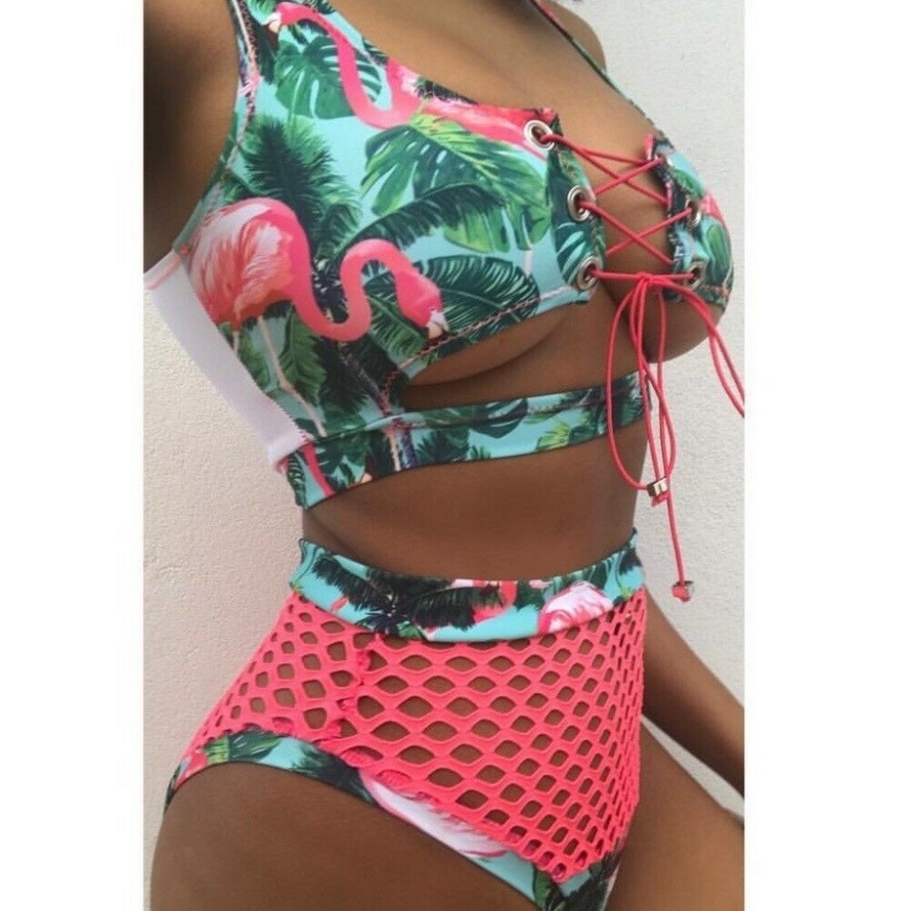 Pink glamingo 2 pc swimsuit Med